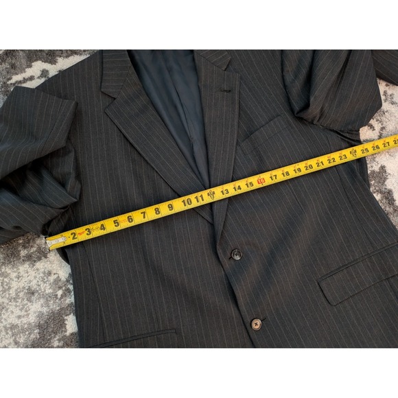 Burberry London‎ Mens Wool Blazer 48L Dark Gray Stripe Two-Button Suit Jacket - Picture 7 of 7
